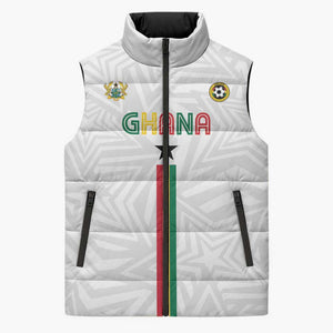 Custom Football 2026 Ghana Sleeveless Puffer Jacket Black Stars Go Glory
