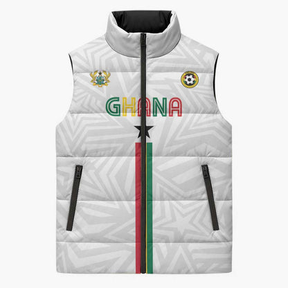 Custom Football 2026 Ghana Sleeveless Puffer Jacket Black Stars Go Glory