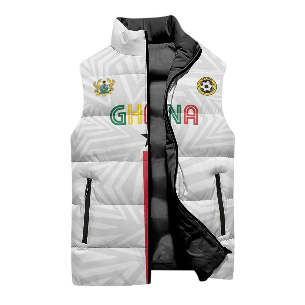 Custom Football 2026 Ghana Sleeveless Puffer Jacket Black Stars Go Glory