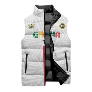 Custom Football 2026 Ghana Sleeveless Puffer Jacket Black Stars Go Glory