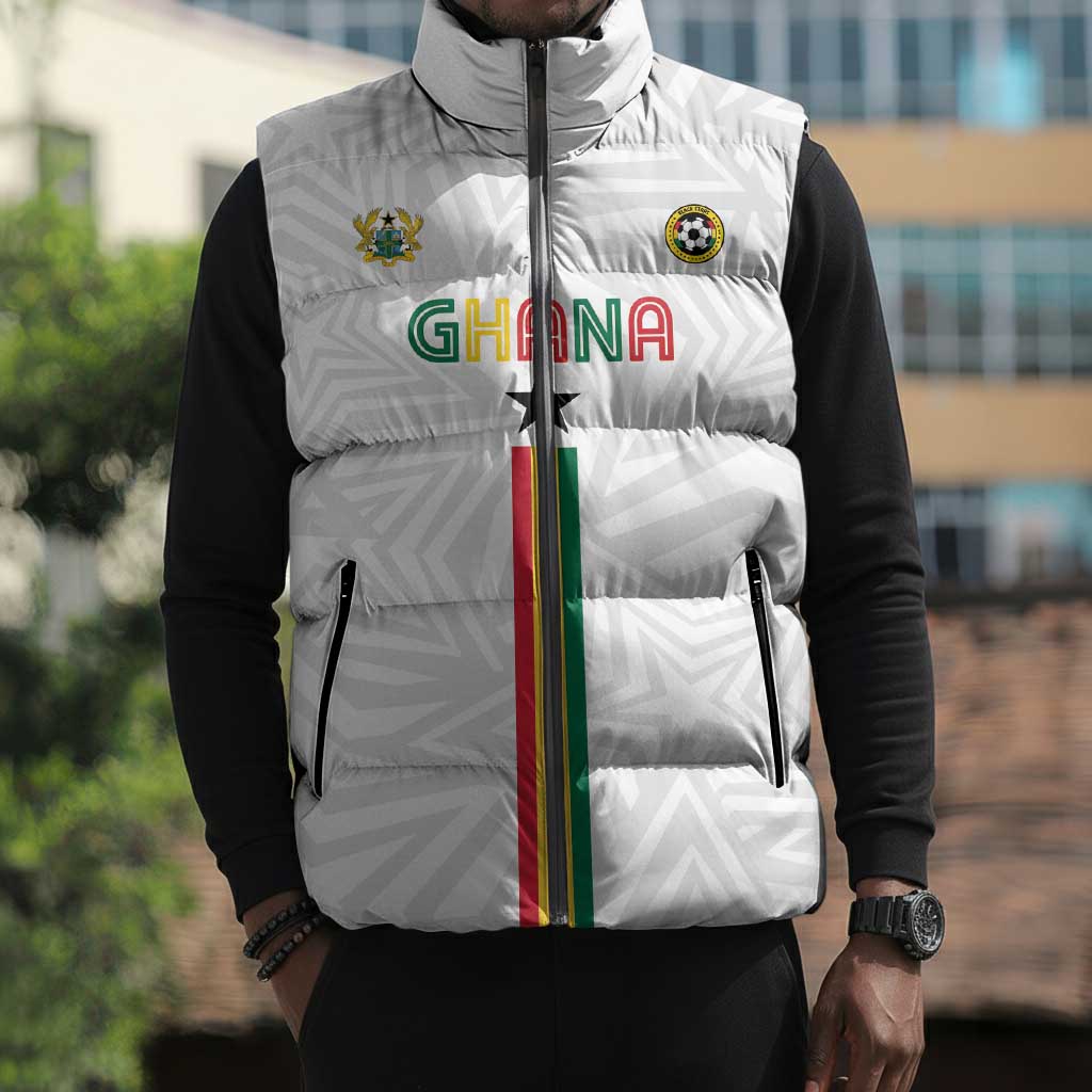 Custom Football 2026 Ghana Sleeveless Puffer Jacket Black Stars Go Glory
