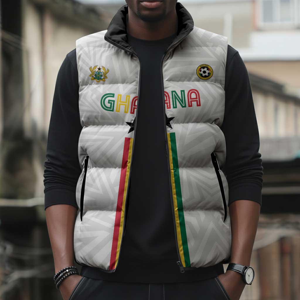 Custom Football 2026 Ghana Sleeveless Puffer Jacket Black Stars Go Glory