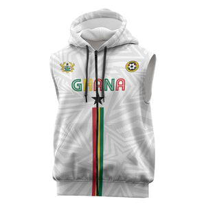Custom Football 2026 Ghana Sleeveless Zip Hoodie Black Stars Go Glory