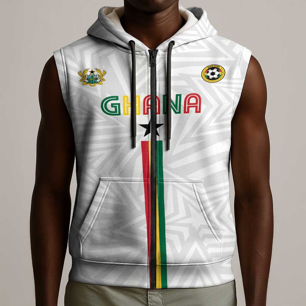 Custom Football 2026 Ghana Sleeveless Zip Hoodie Black Stars Go Glory