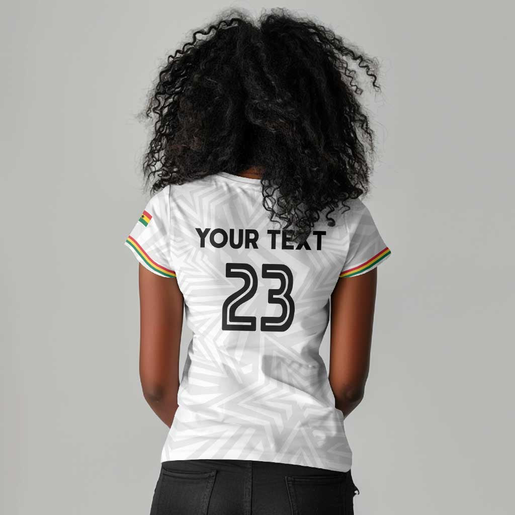 Custom Football 2026 Ghana Women V-Neck T-Shirt Black Stars Go Glory