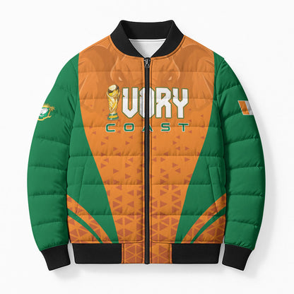 Custom Ivory Coast 2026 World Football Bomber Puffer Jacket Elephants Go Champions