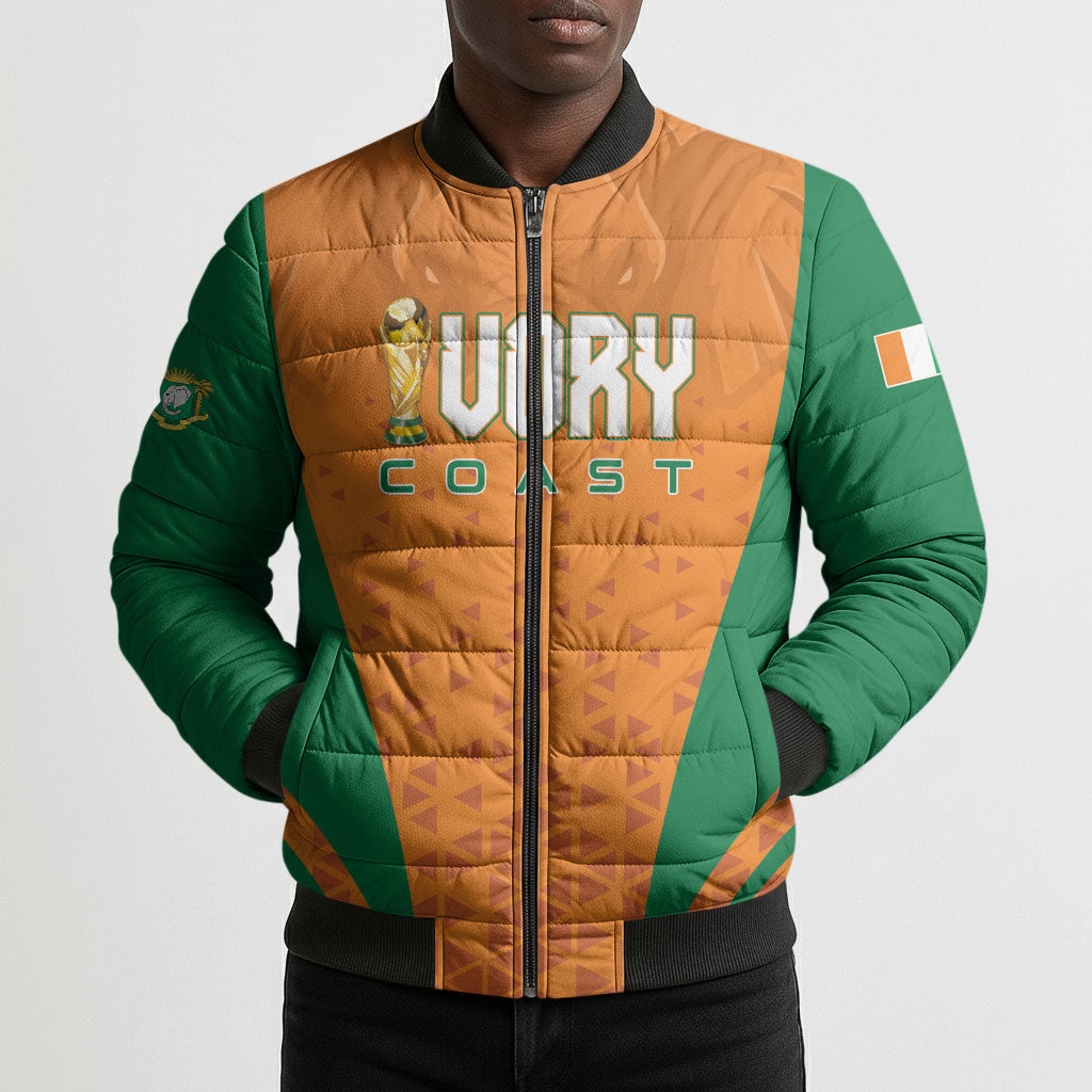 Custom Ivory Coast 2026 World Football Bomber Puffer Jacket Elephants Go Champions