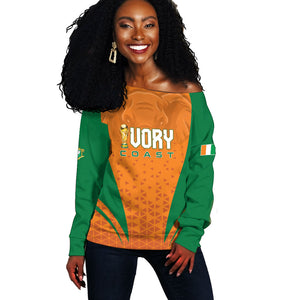 Custom Ivory Coast 2026 World Football Off Shoulder Sweater Elephants Go Champions