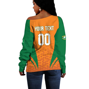 Custom Ivory Coast 2026 World Football Off Shoulder Sweater Elephants Go Champions