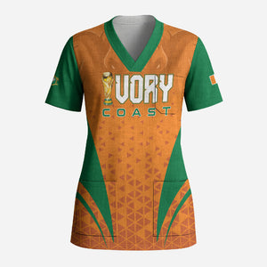 Custom Ivory Coast 2026 World Football Scrub Top Elephants Go Champions