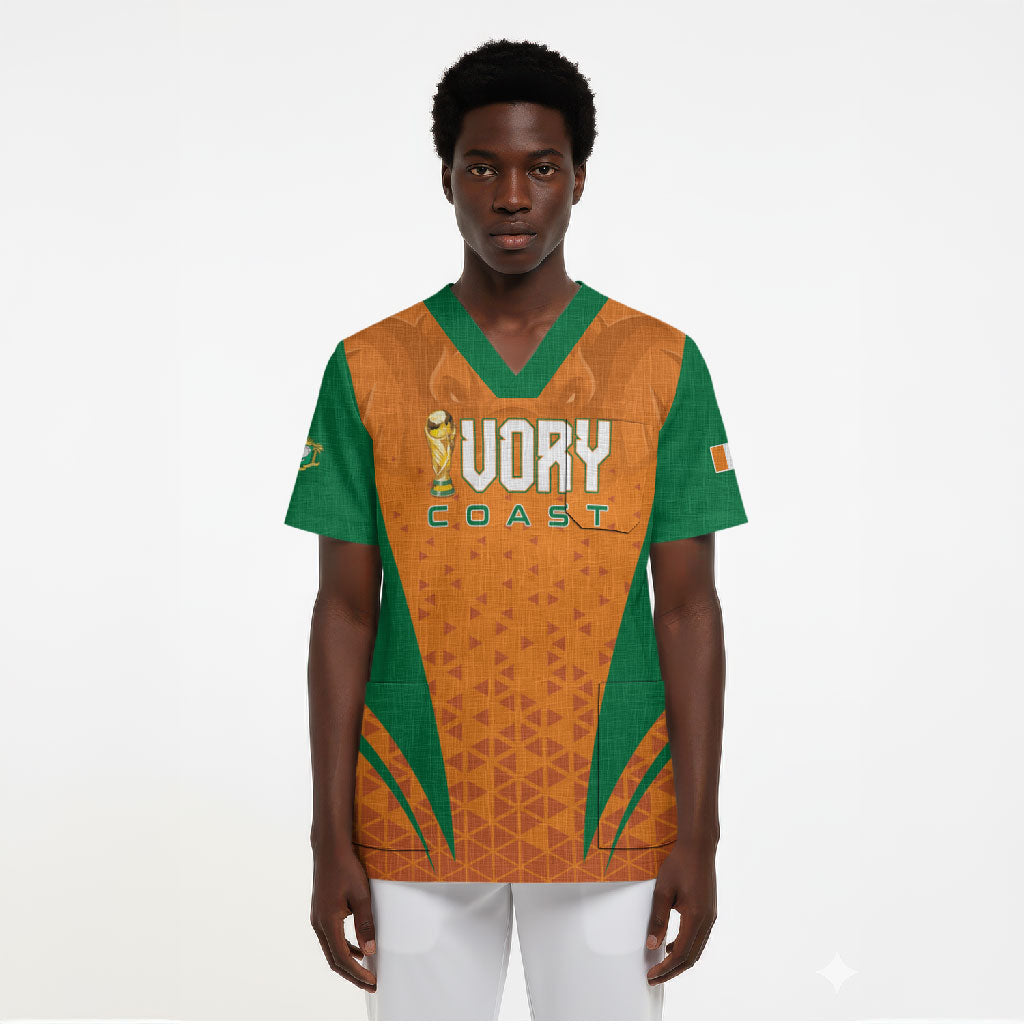 Custom Ivory Coast 2026 World Football Scrub Top Elephants Go Champions