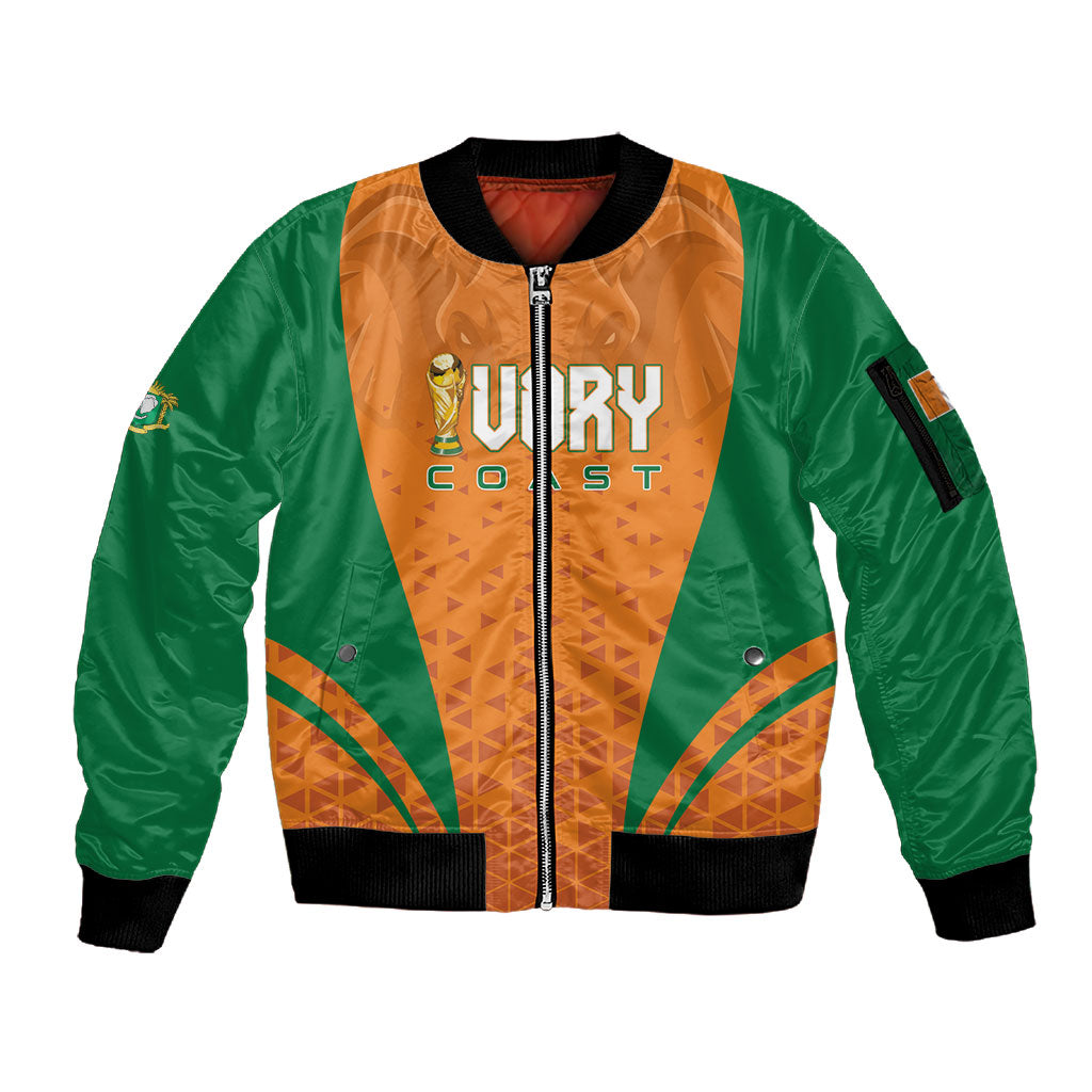 Custom Ivory Coast 2026 World Football Sleeve Zip Bomber Jacket Elephants Go Champions
