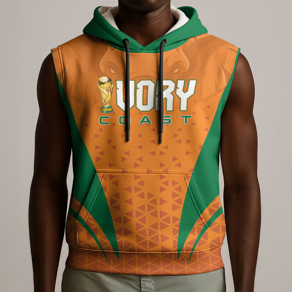 Custom Ivory Coast 2026 World Football Sleeveless Hoodie Elephants Go Champions
