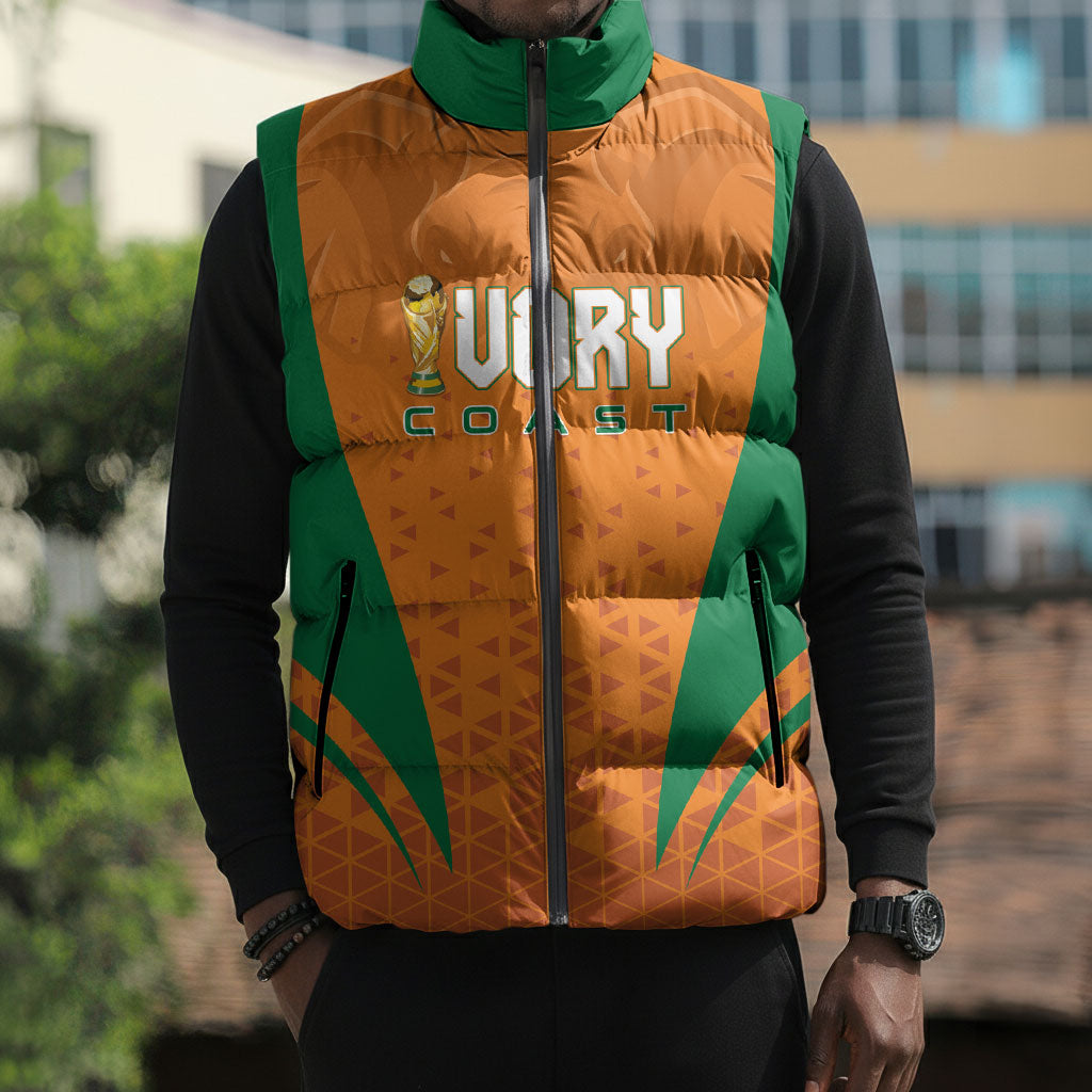 Custom Ivory Coast 2026 World Football Sleeveless Puffer Jacket Elephants Go Champions