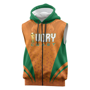 Custom Ivory Coast 2026 World Football Sleeveless Zip Hoodie Elephants Go Champions