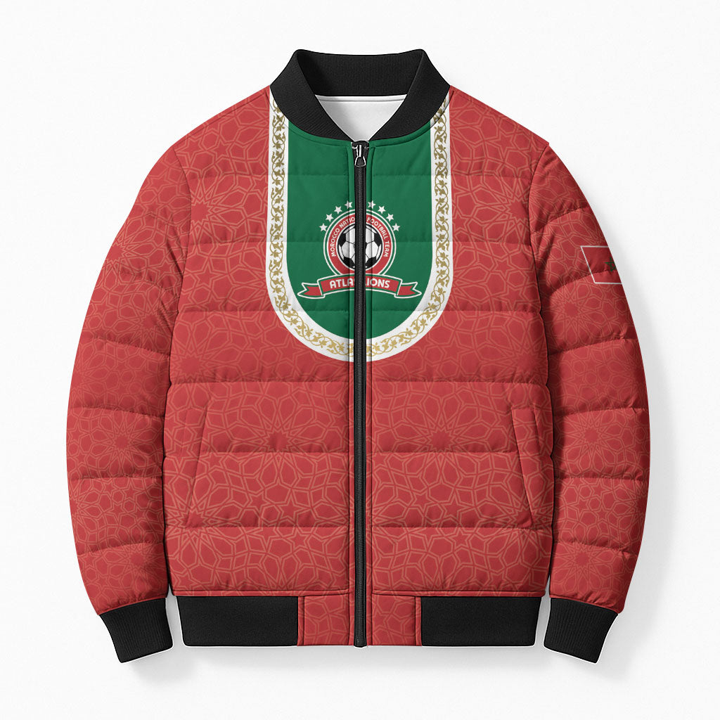 Custom Morocco 2026 World Football Bomber Puffer Jacket Atlas Lions Go Champions