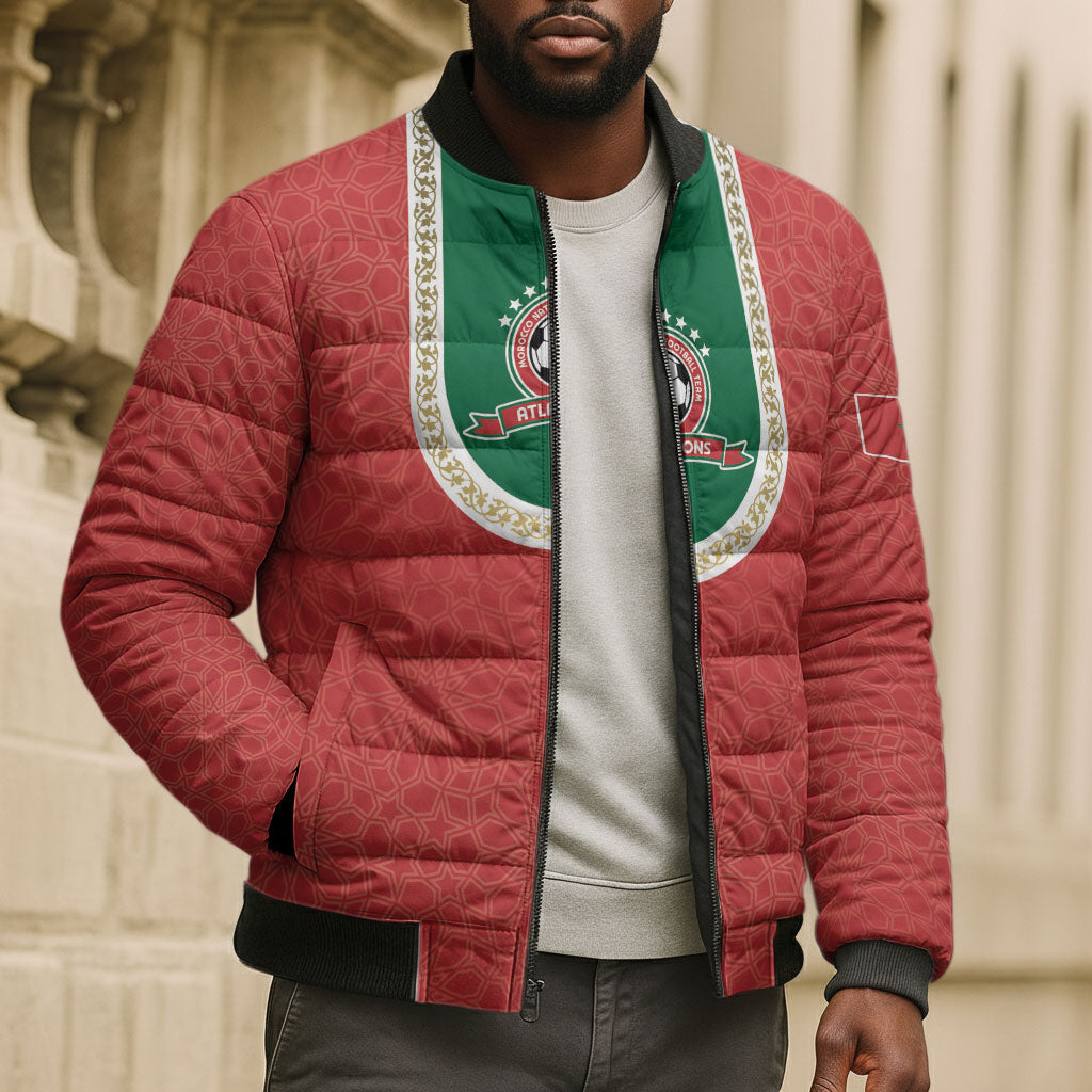 Custom Morocco 2026 World Football Bomber Puffer Jacket Atlas Lions Go Champions