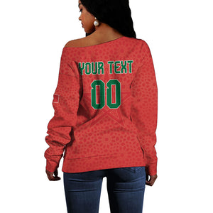 Custom Morocco 2026 World Football Off Shoulder Sweater Atlas Lions Go Champions