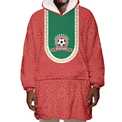 Custom Morocco 2026 World Football Wearable Blanket Hoodie Atlas Lions Go Champions