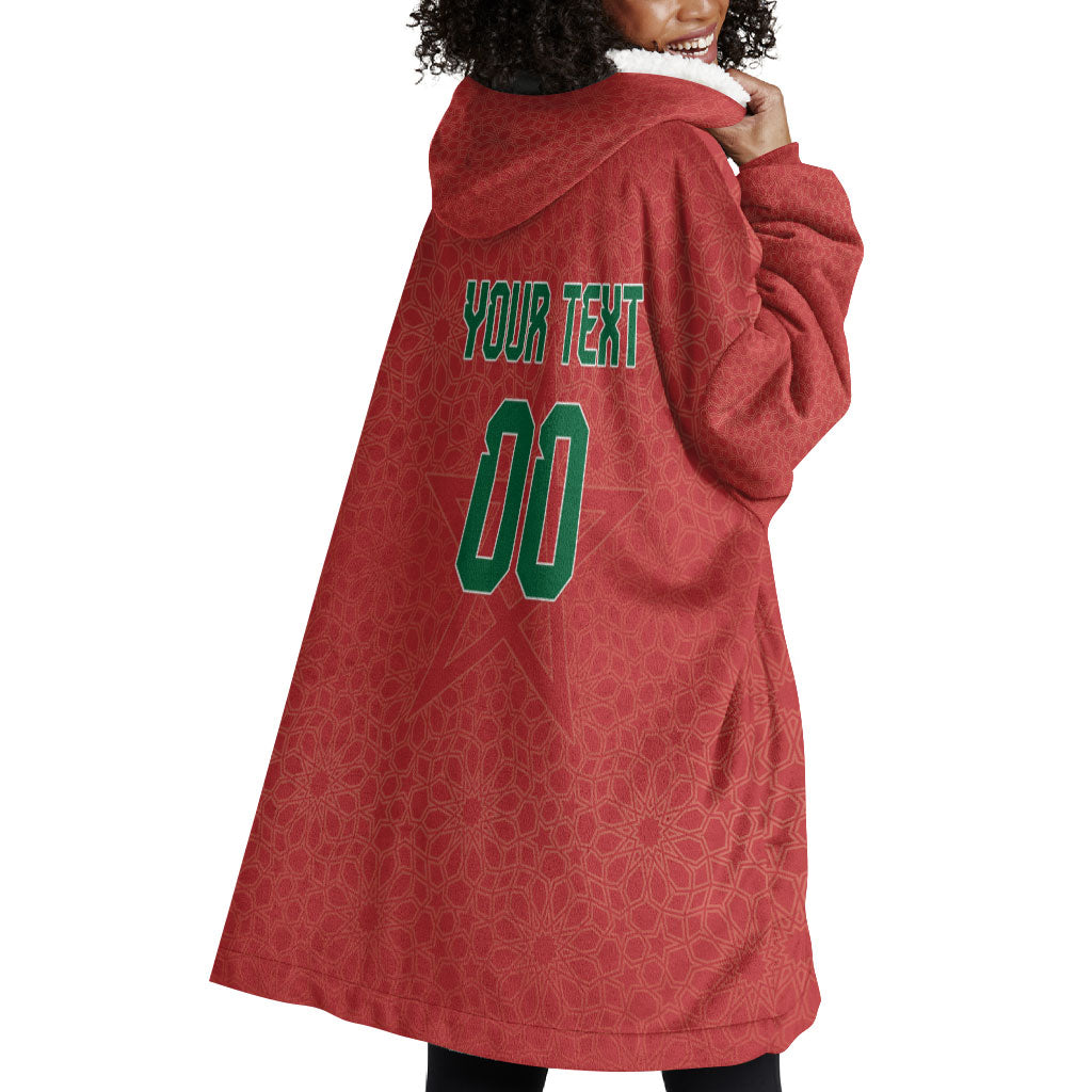 Custom Morocco 2026 World Football Wearable Blanket Hoodie Atlas Lions Go Champions