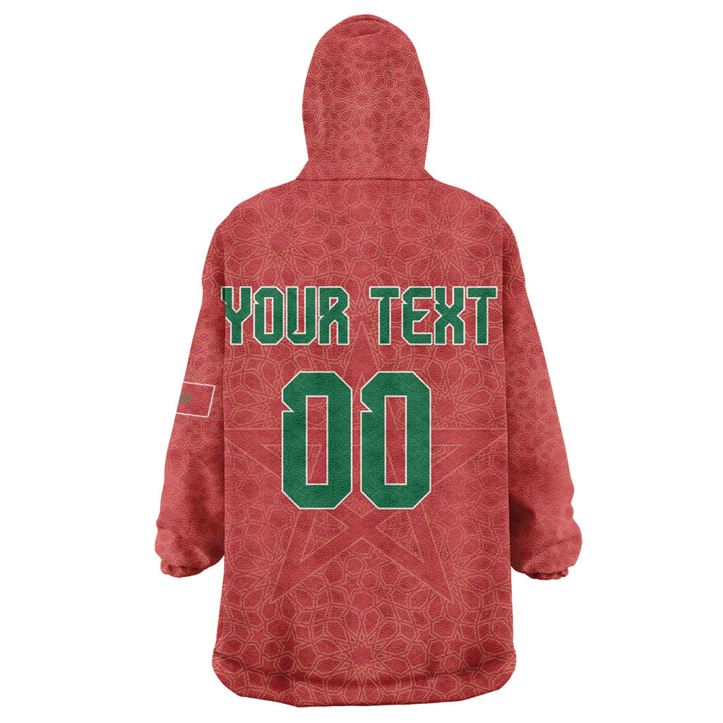 Custom Morocco 2026 World Football Wearable Blanket Hoodie Atlas Lions Go Champions