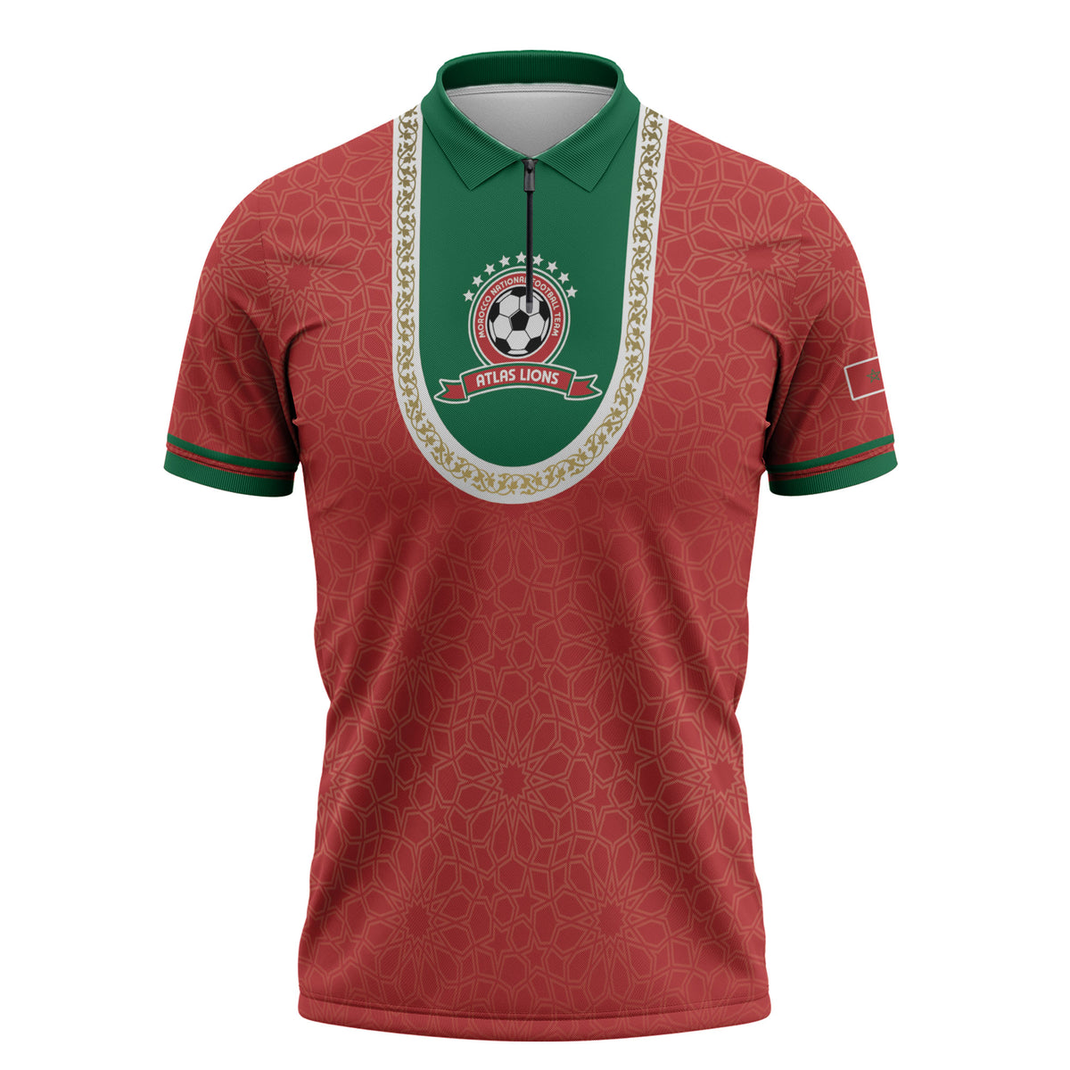 Custom Morocco 2026 World Football Zipper Polo Shirt Atlas Lions Go Champions