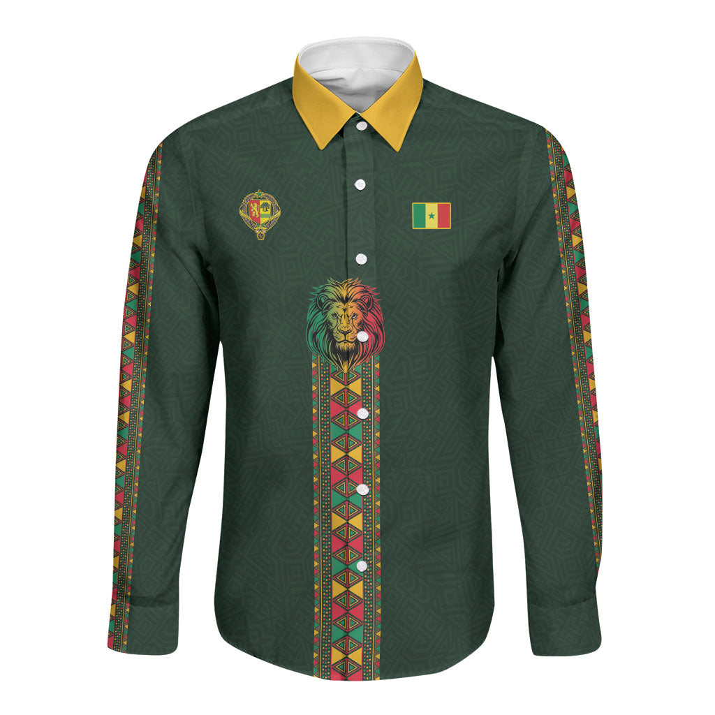 Custom Senegal 2026 World Football Long Sleeve Button Shirt Lions of Teranga Go Champions