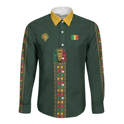 Custom Senegal 2026 World Football Long Sleeve Button Shirt Lions of Teranga Go Champions