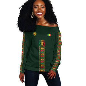 Custom Senegal 2026 World Football Off Shoulder Sweater Lions of Teranga Go Champions