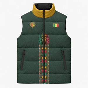 Custom Senegal 2026 World Football Sleeveless Puffer Jacket Lions of Teranga Go Champions