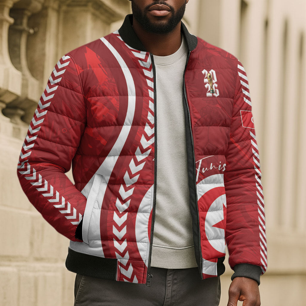 Custom Tunisia 2026 World Football Bomber Puffer Jacket Eagles of Carthage Go Champions