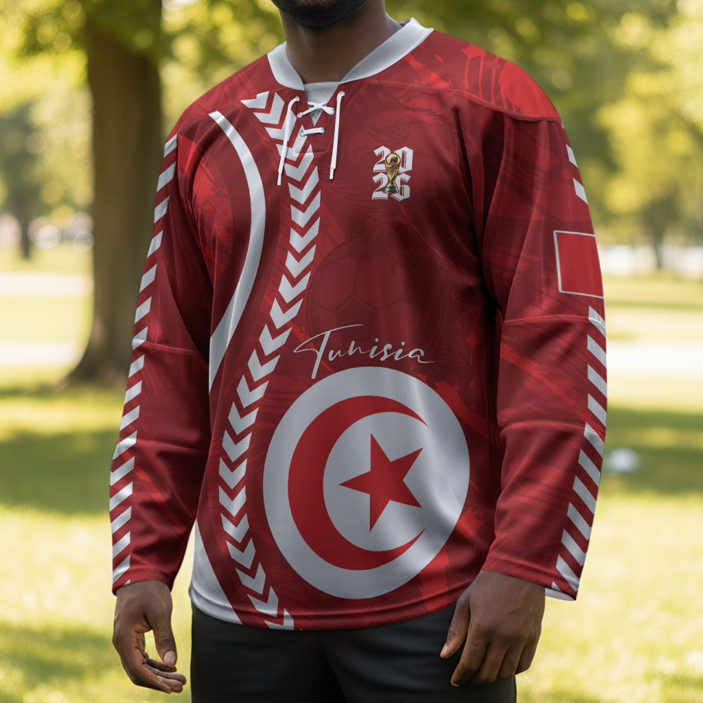 Custom Tunisia 2026 World Football Hockey Jersey Eagles of Carthage Go Champions