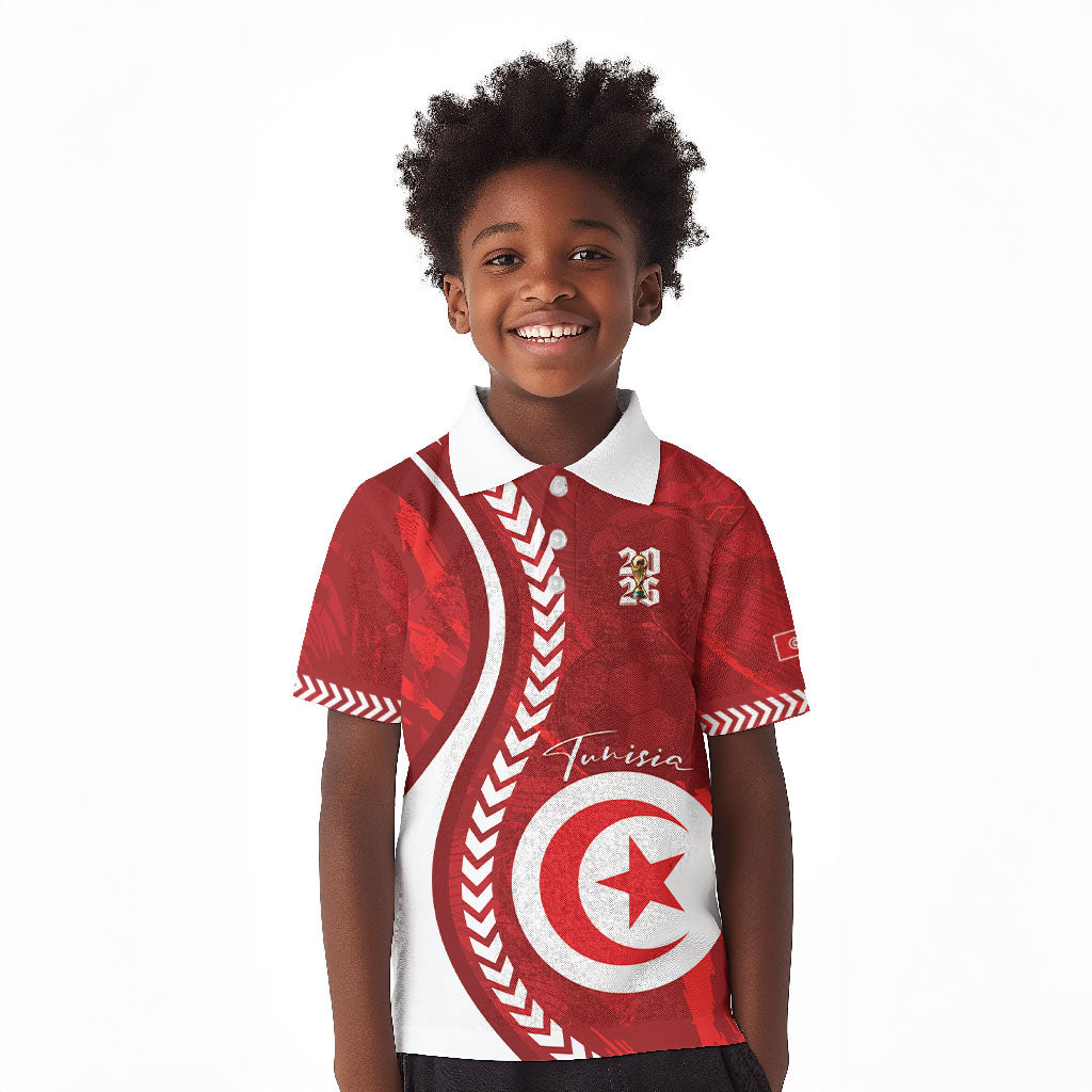 Custom Tunisia 2026 World Football Kid Polo Shirt Eagles of Carthage Go Champions