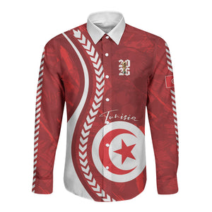 Custom Tunisia 2026 World Football Long Sleeve Button Shirt Eagles of Carthage Go Champions