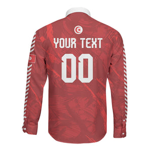 Custom Tunisia 2026 World Football Long Sleeve Button Shirt Eagles of Carthage Go Champions