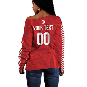 Custom Tunisia 2026 World Football Off Shoulder Sweater Eagles of Carthage Go Champions