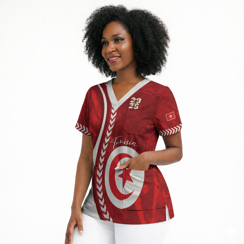 Custom Tunisia 2026 World Football Scrub Top Eagles of Carthage Go Champions