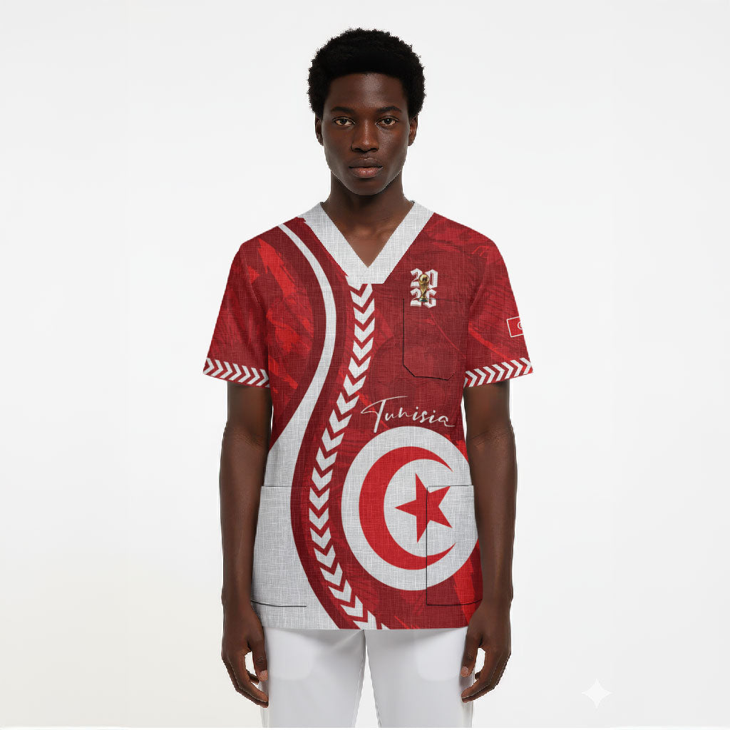 Custom Tunisia 2026 World Football Scrub Top Eagles of Carthage Go Champions