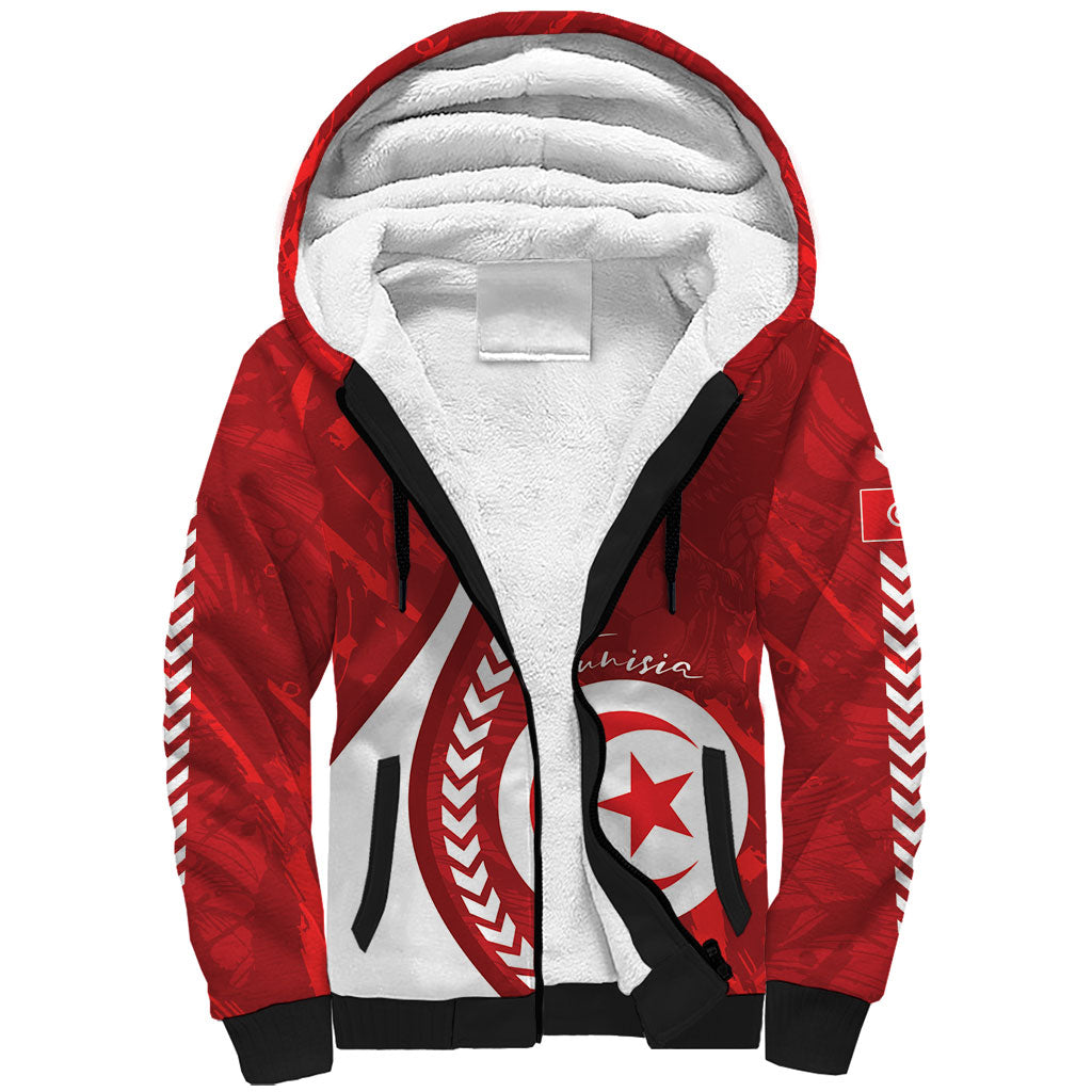 Custom Tunisia 2026 World Football Sherpa Hoodie Eagles of Carthage Go Champions