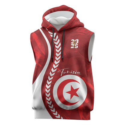 Custom Tunisia 2026 World Football Sleeveless Hoodie Eagles of Carthage Go Champions