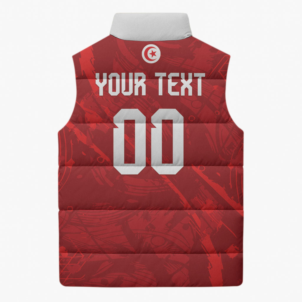 Custom Tunisia 2026 World Football Sleeveless Puffer Jacket Eagles of Carthage Go Champions