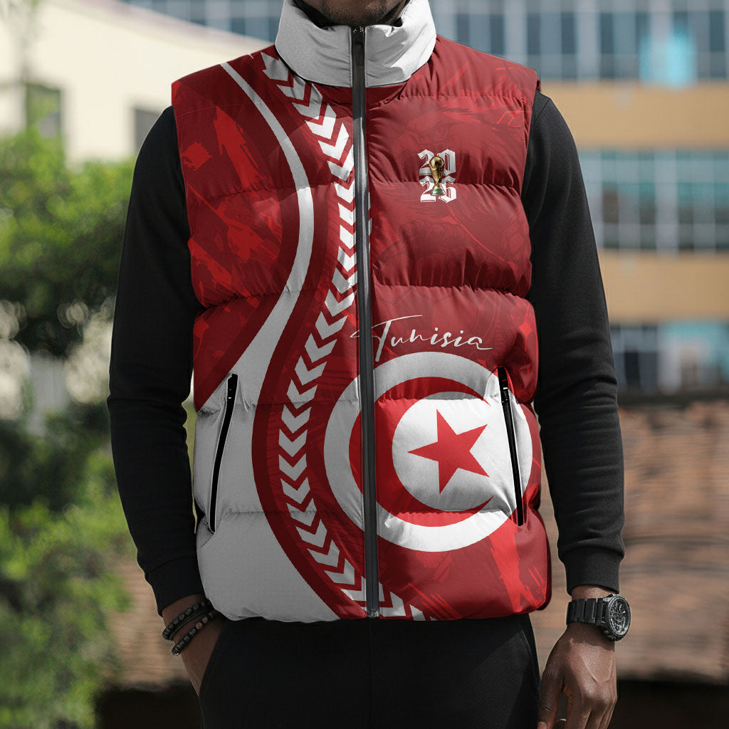 Custom Tunisia 2026 World Football Sleeveless Puffer Jacket Eagles of Carthage Go Champions