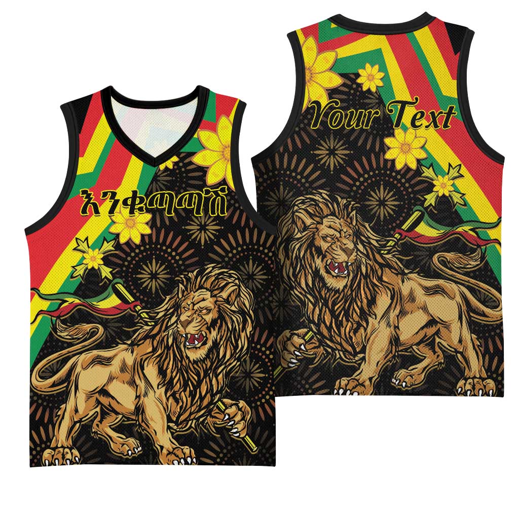 Enkutatash Ethiopia New Year Basketball Jersey Lion of Judah Adey Abeba Flower LT01