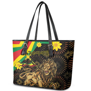 Enkutatash Ethiopia New Year Leather Tote Bag Lion of Judah Adey Abeba Flower