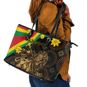 Enkutatash Ethiopia New Year Leather Tote Bag Lion of Judah Adey Abeba Flower