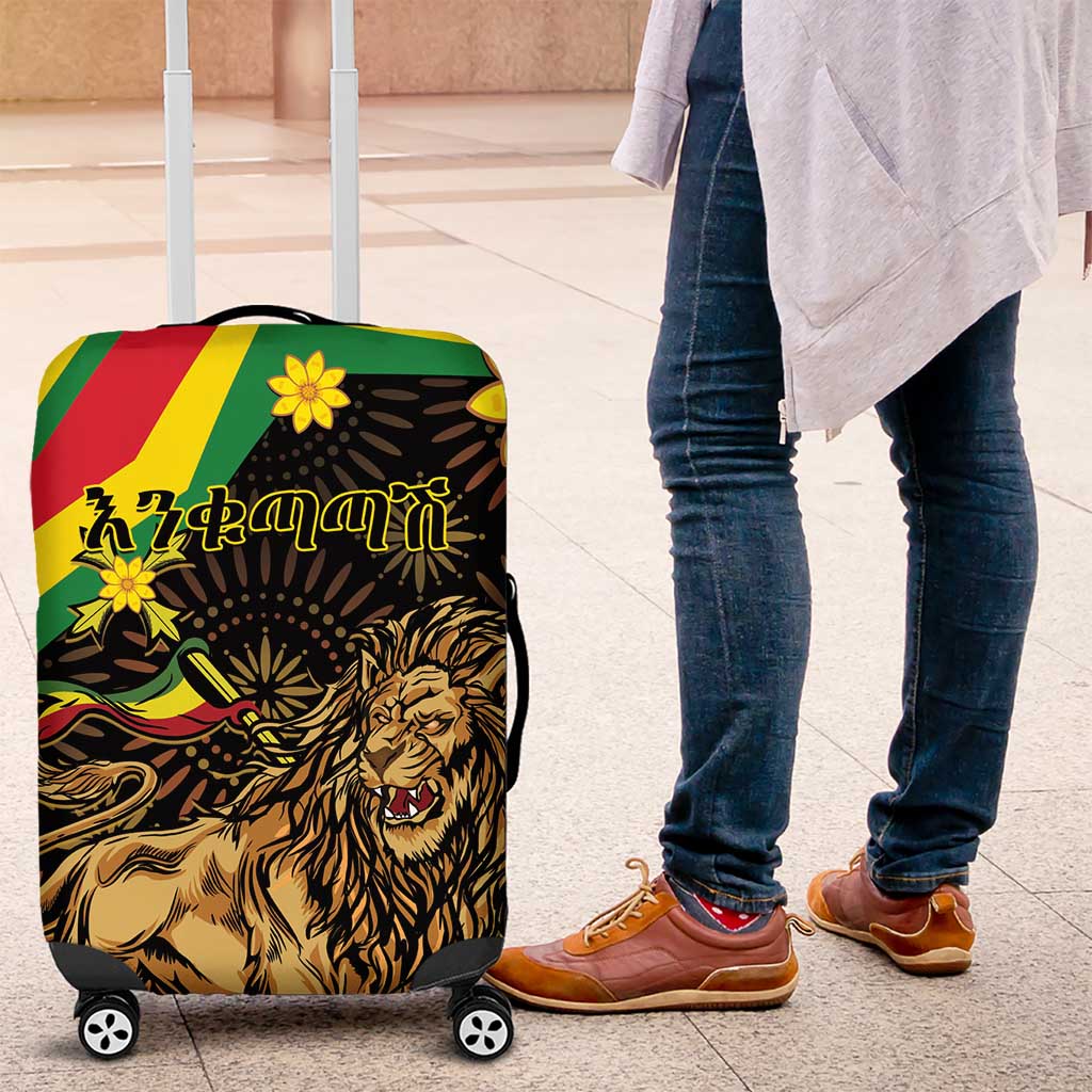 Enkutatash Ethiopia New Year Luggage Cover Lion of Judah Adey Abeba Flower