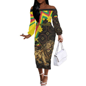 Enkutatash Ethiopia New Year Off The Shoulder Long Sleeve Dress Lion of Judah Adey Abeba Flower