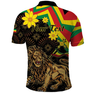 Enkutatash Ethiopia New Year Polo Shirt Lion of Judah Adey Abeba Flower