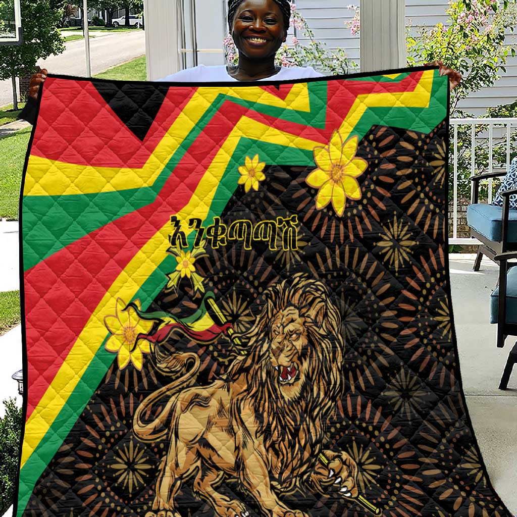 Enkutatash Ethiopia New Year Quilt Lion of Judah Adey Abeba Flower