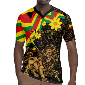 Enkutatash Ethiopia New Year Rugby Jersey Lion of Judah Adey Abeba Flower